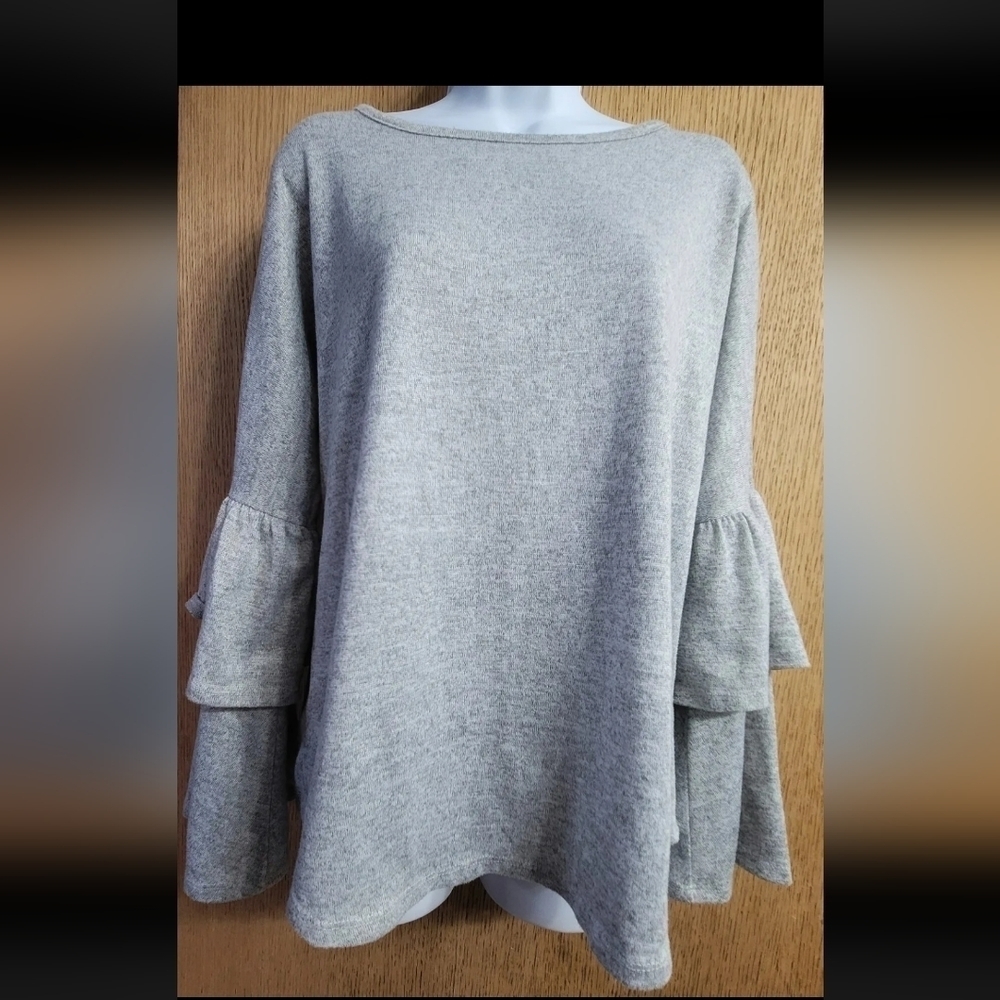Altar'd State Gray Bell Sleeve Small Shirt